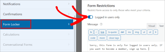 logged in users only in wpforms