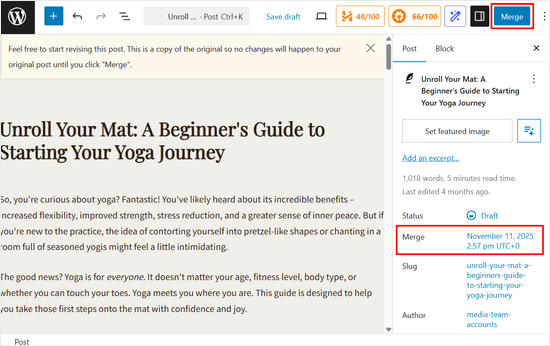 Schedule revisions with Duplicate Post by AIOSEO