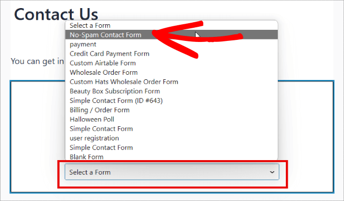 select a form 