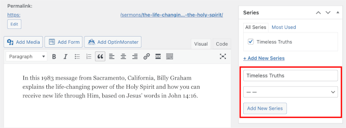 Adăugarea unei noi serii
