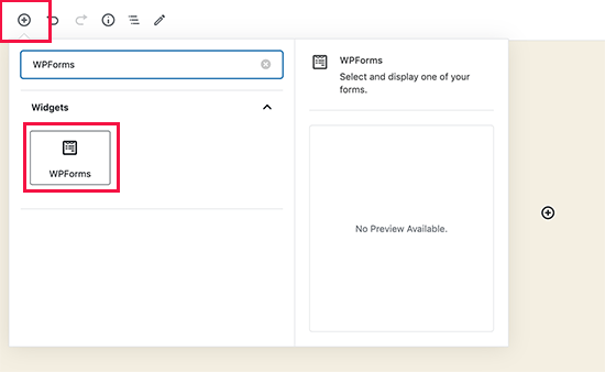 Add WPForms contact form block to your page