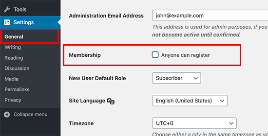 WordPress user registration