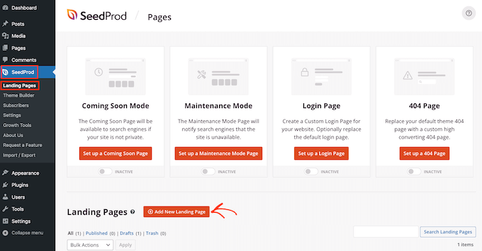 How to create a new landing page in SeedProd