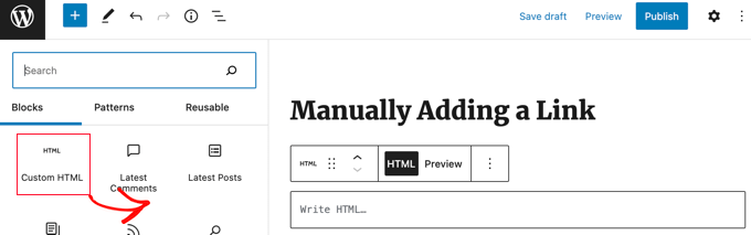 将自定义 HTML 块添加到您的帖子或页面