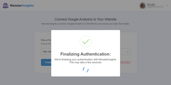 اتصال MonsterInsights به Google Analytics - روند احراز هویت