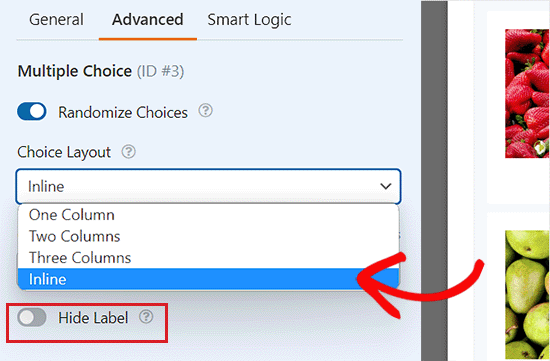 Select choice layout