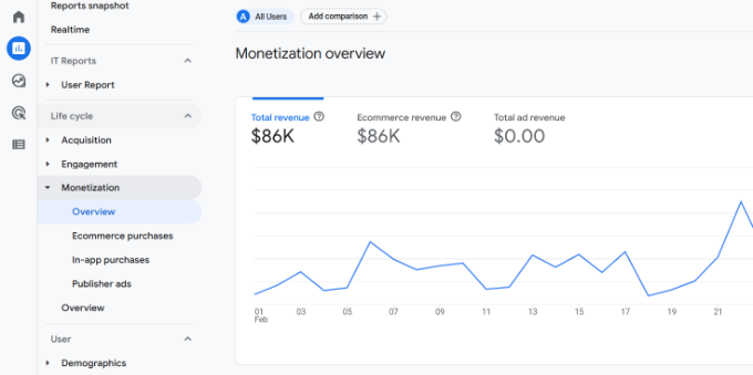 View ecommerce report in GA4