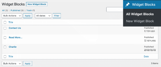 All Widget Blocks - WPBeginner All widget blocks