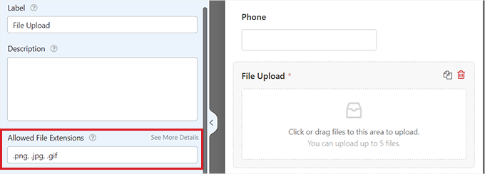 نوع پسوند فایل را تایپ کنید