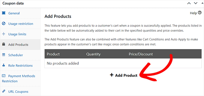 Klicka på alternativet Lägg till produkt