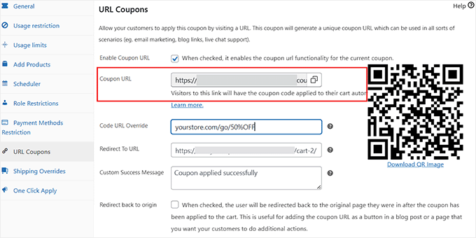 Kopiera kupongens URL