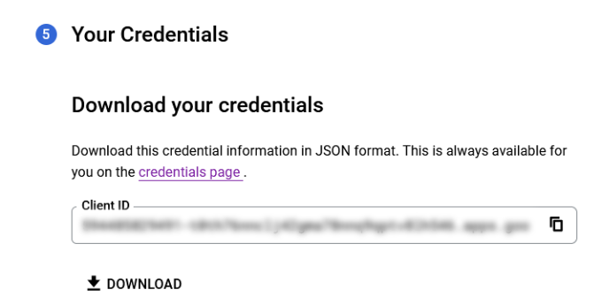 Download your credentials