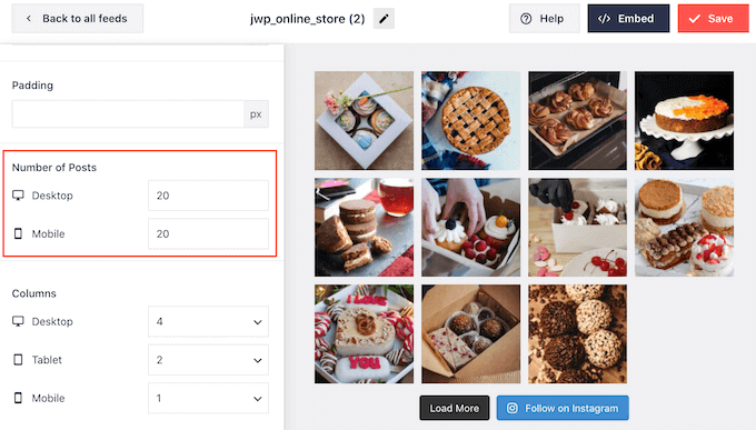 How to show a different number of Instagram posts on mobile