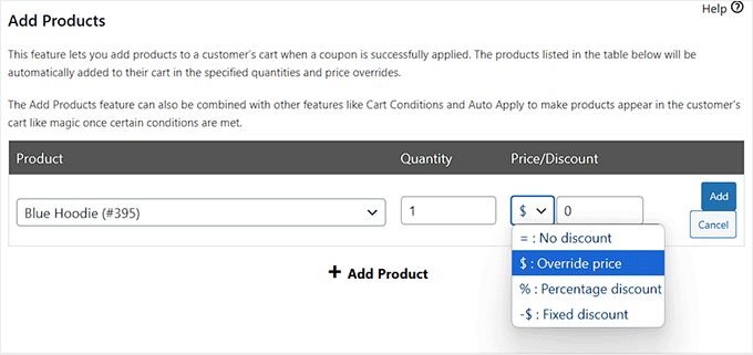 Erbjud produkt som gåva