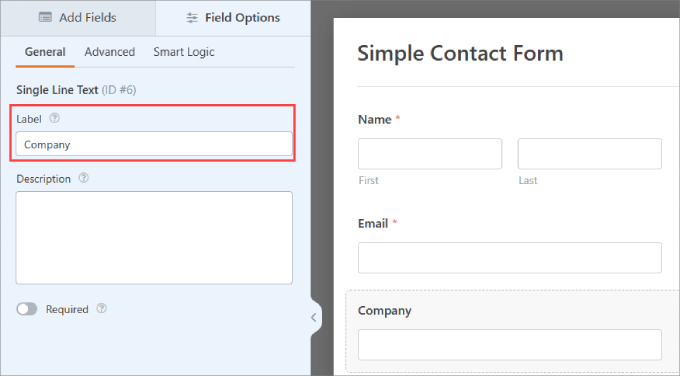 Add company field to WPForms 