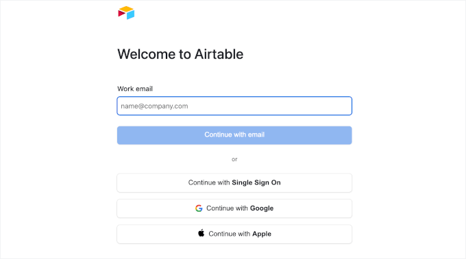 Airtableアカウントへのサインアップ
