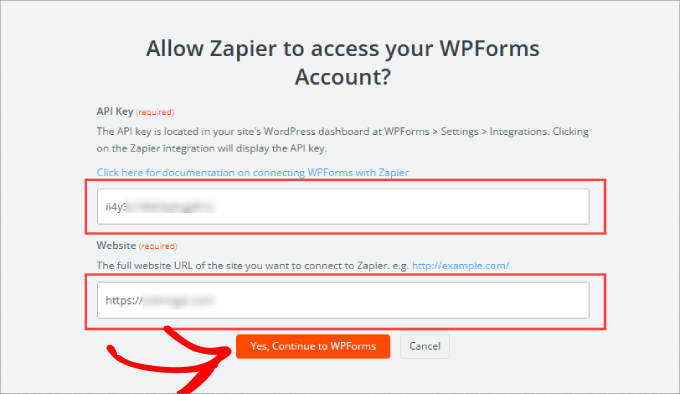 allow zapier access to WPForms 