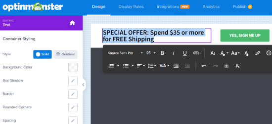 Edit text of free shipping bar