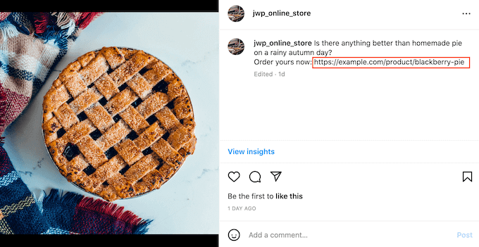 Adding a shoppable link to an Instagram post