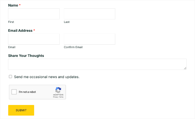 Formular de contact cu Google reCAPTCHA