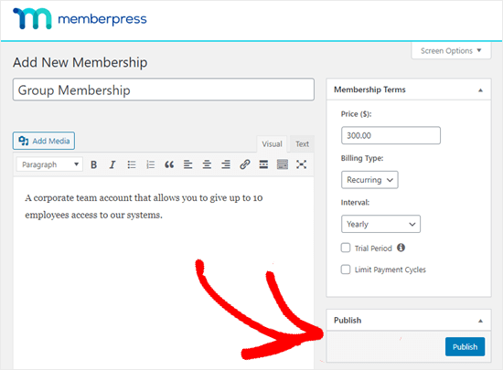 Publish the new membership when you're ready