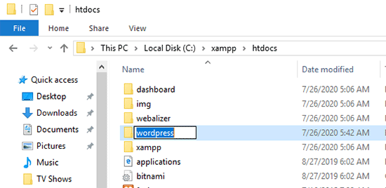 Rename WordPress folder