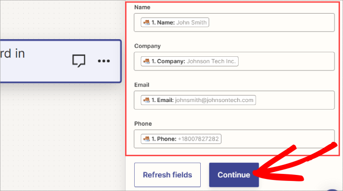 table fields to add to zap 