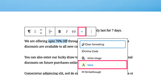 Highlighting text in WordPress using Advanced Editor Tools plugin
