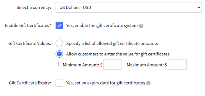 Enable Gift cards in BigCommerce