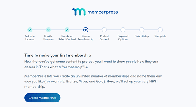 MemberPress setup wizard