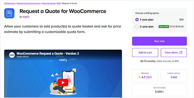 Request a Quote plugin for WooCommerce