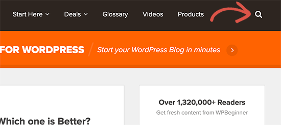 WPBeginner search