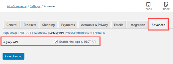 在 WooCommerce 中启用高级旧版 REST API，以便您可以连接到 Printful