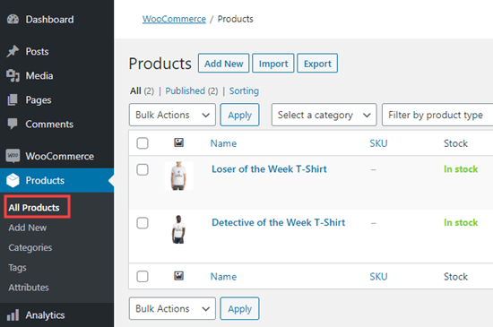 WooCommerce 中的按需打印产品列表，可在 WordPress 仪表板中查看