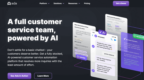 Ada AI chatbot software