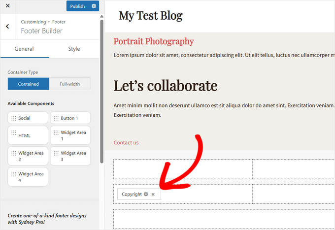 Click copyright button