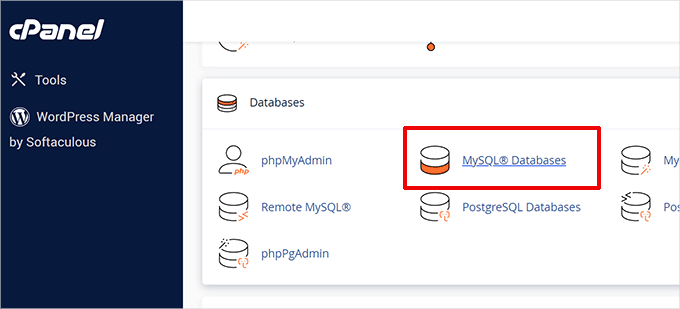 cPanel mysql database