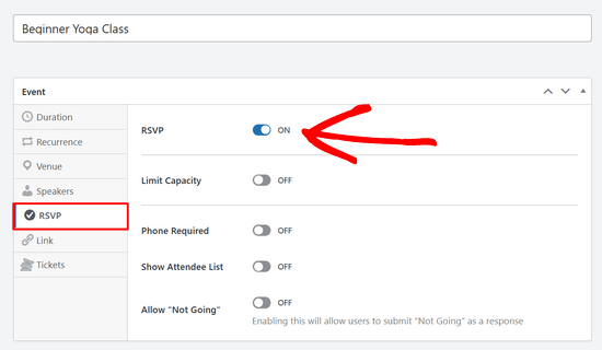 Activați RSVP pentru evenimentul dvs. în Sugar Calendar
