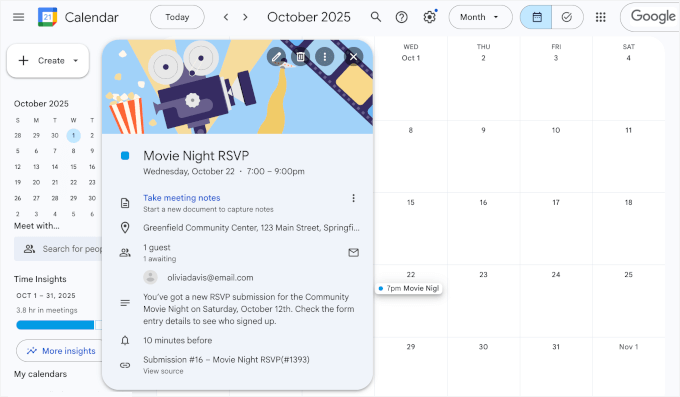 Automatically add appointments from WPForms to Google Calendar