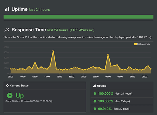 HostGator uptime result