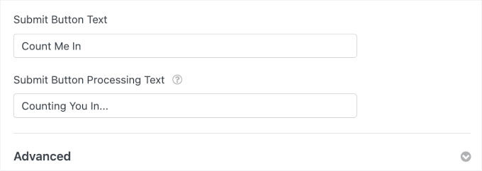 Customizing the submit button