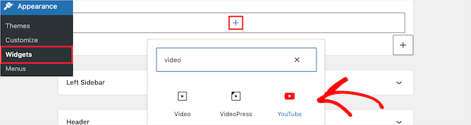 Add new video block to widget