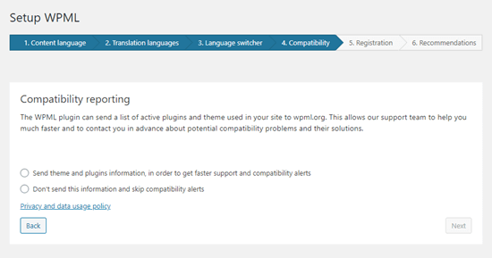 Enabling compatibility reporting for WPML