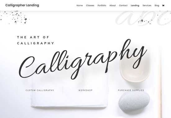 Divi's calligraphy layout pack