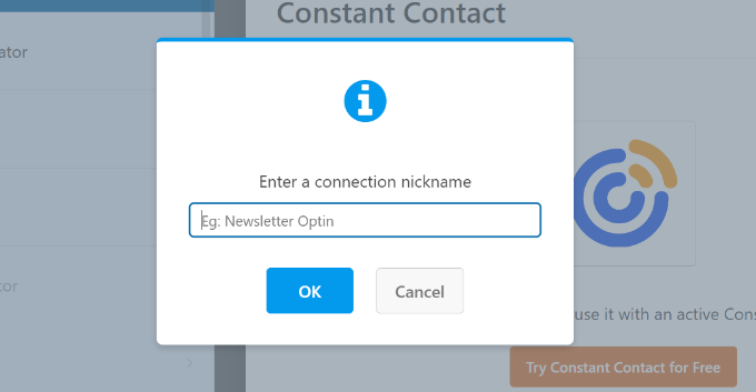 Enter connection nickname