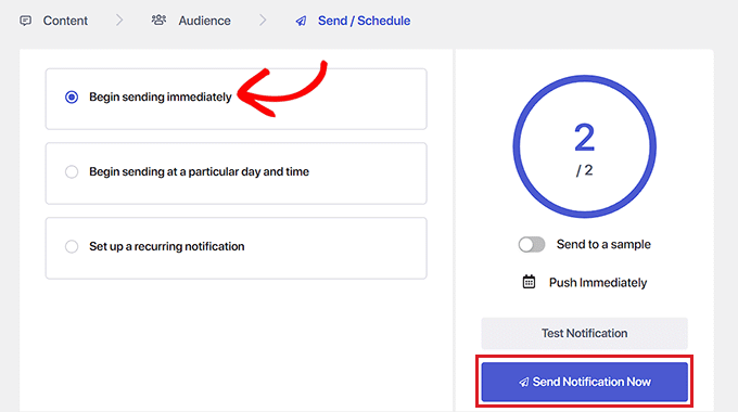 Schedule and send your notification to your users