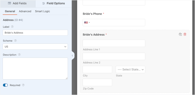 The trash icon in the Address field The trash icon in the Address field