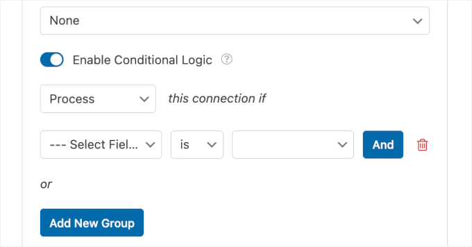 Enabling conditional logic Enabling conditional logic
