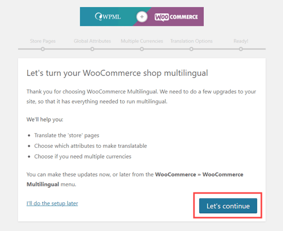 Getting started with the WPML WooCommerce setup