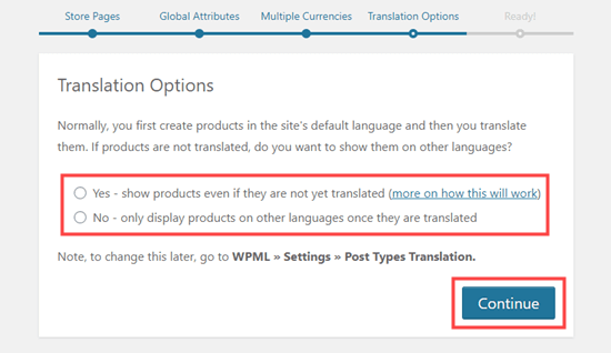 Selecting whether or not products should display without a translation